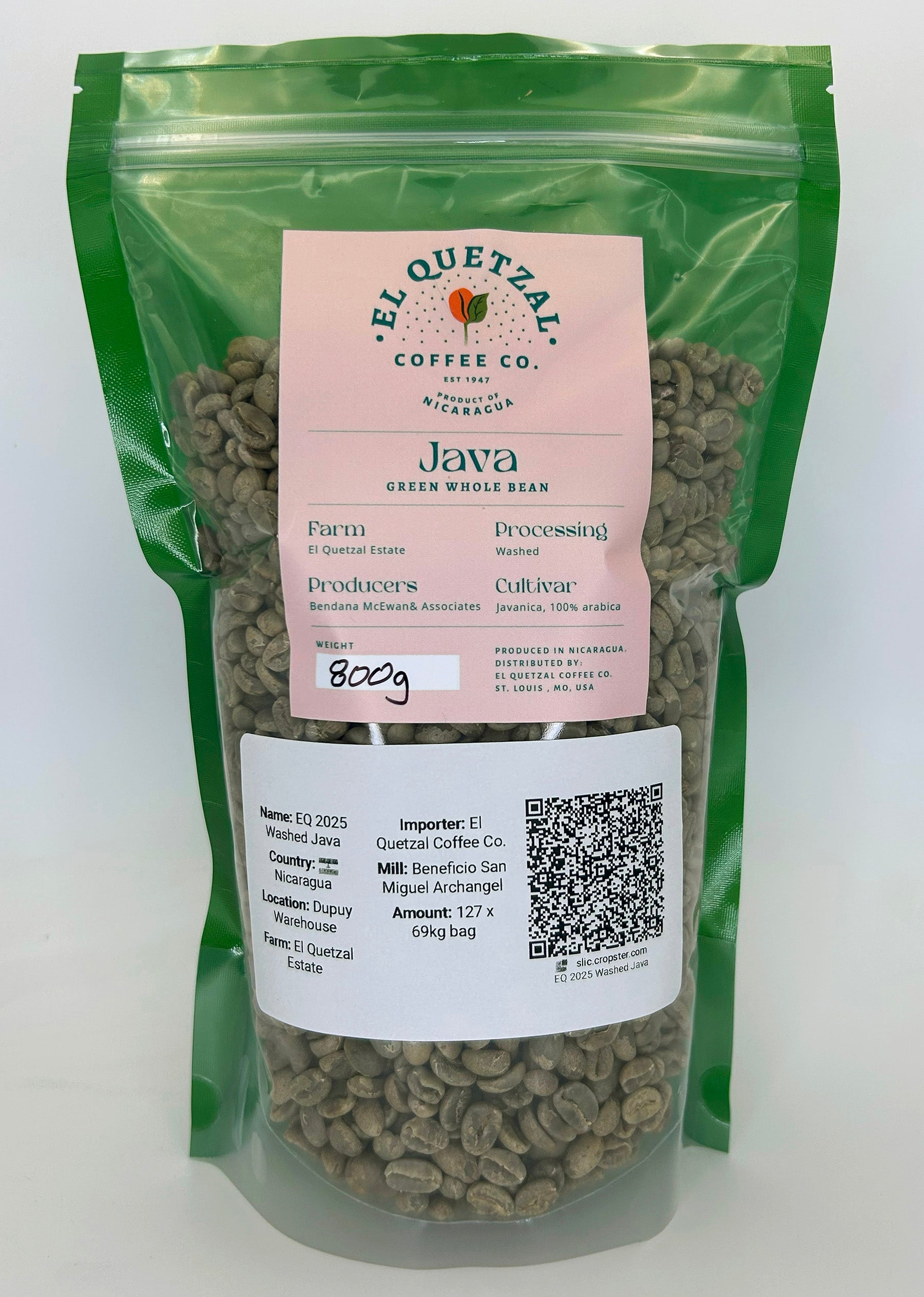 java green coffee 800g bag