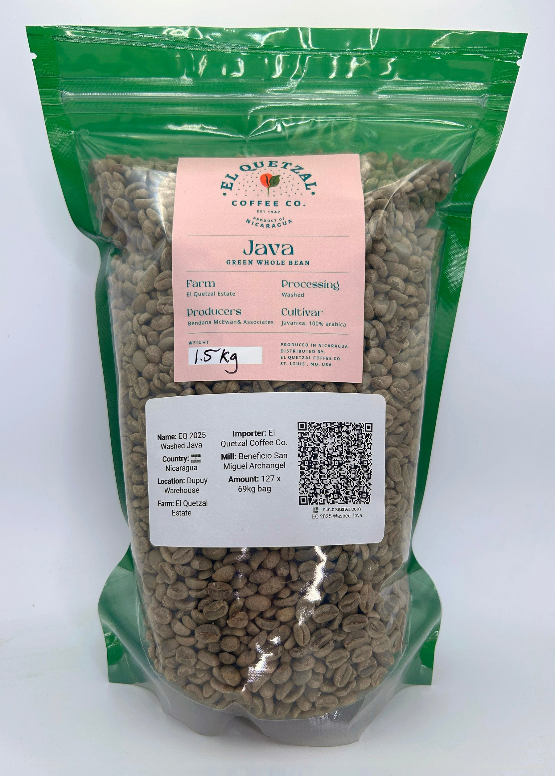 java green coffee 1.5kg bag