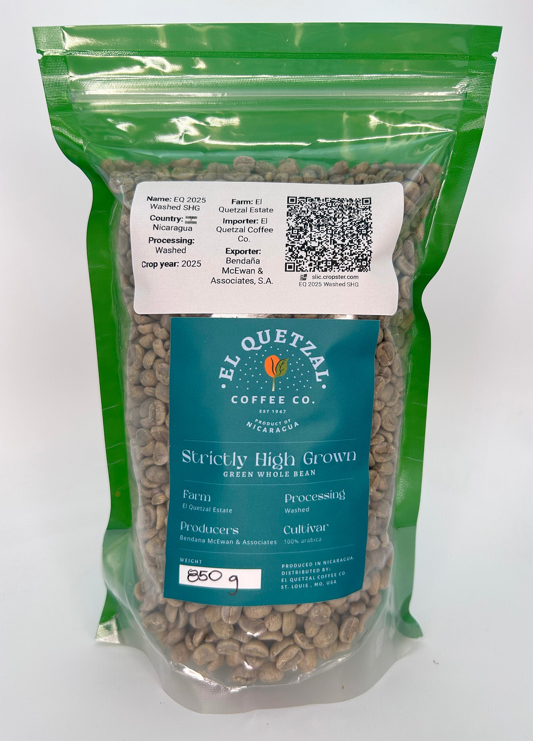strictly high grown green coffee 850g bag